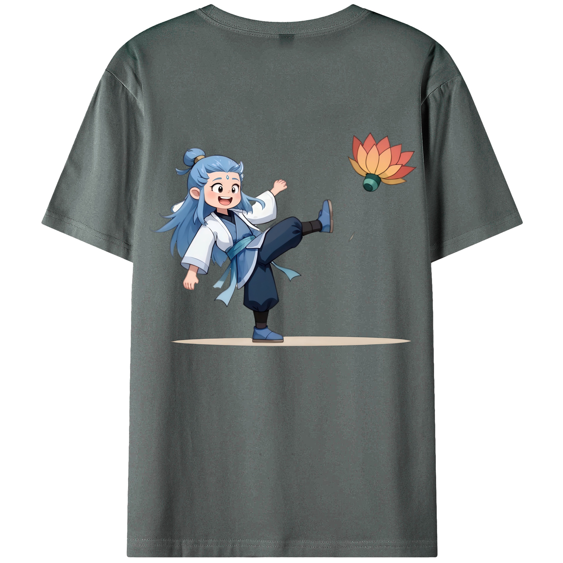 （画像用） Ne Zha 2 ナタ 魔童の大暴れ 綿100％ メンズ半袖Tシャツ（バックプリント） 通気性